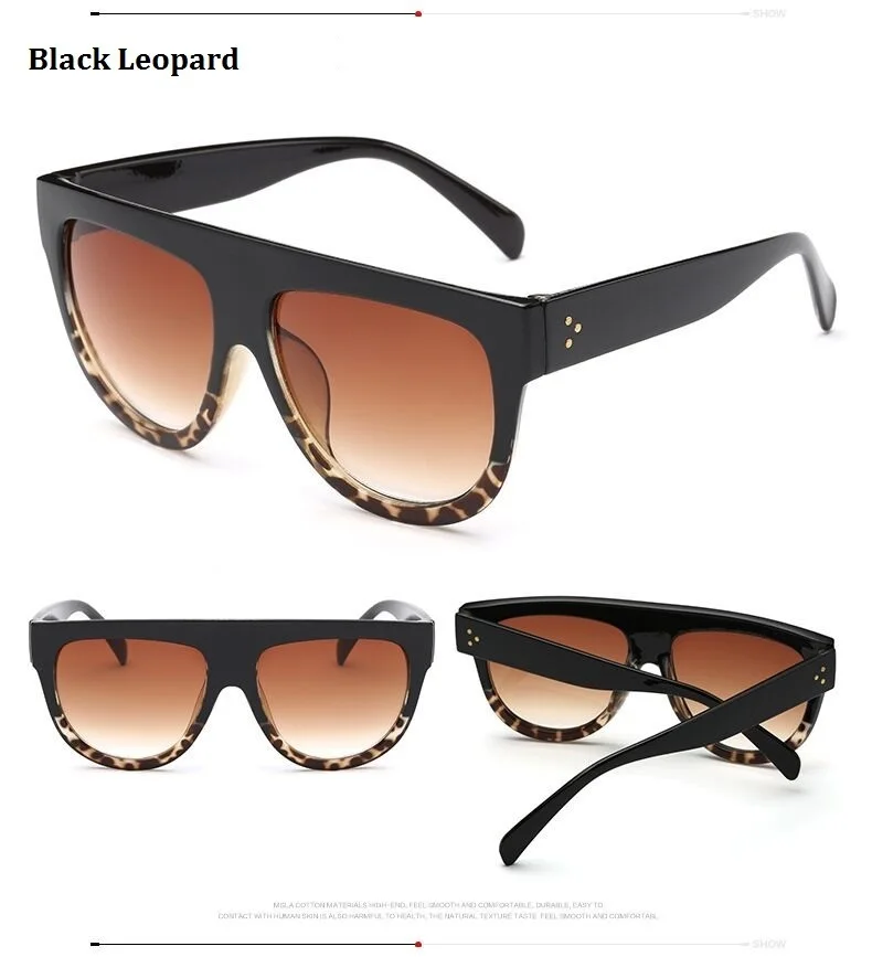 Женские солнцезащитные очки с плоским верхом, ретро брендовый дизайн, солнцезащитные очки, женские леопардовые очки с заклепками, UV400 Oculos De Sol Feminino