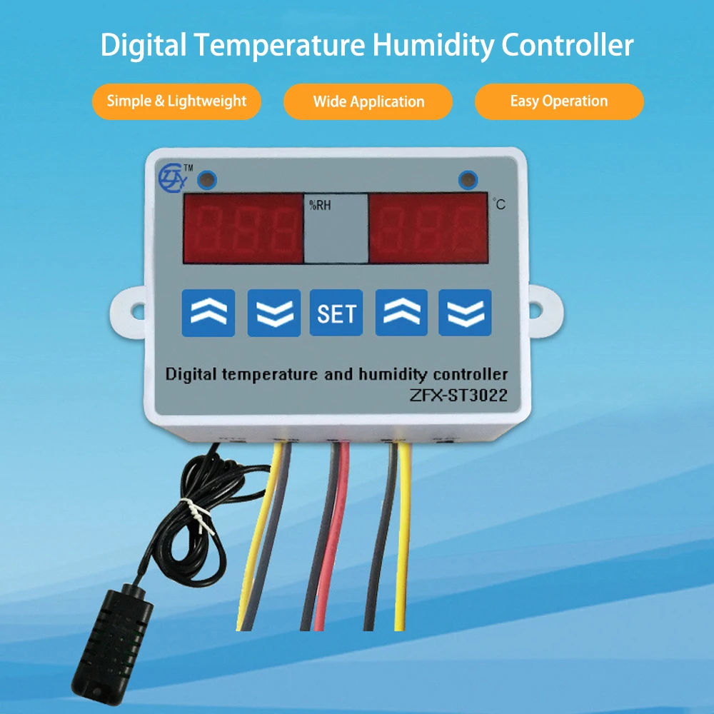 ZFX-ST3022 Temperature Humidity Controller Digital Dual Display Thermostat Humidistat for Freezer Fridge Hatching | Инструменты