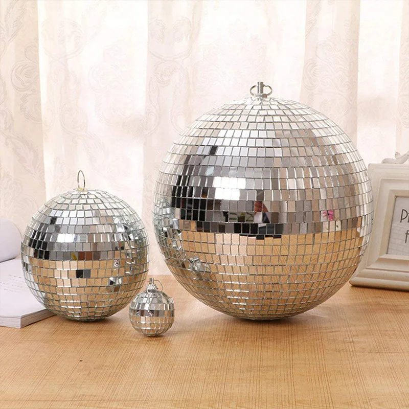 Silber Disco Spiegel Kugeln, Weihnachten Kugeln Hängen Spiegel Disco Ball  Reflektierende Helle Disco Ball für Weihnachten
