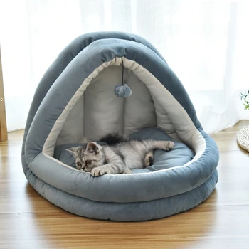 

Foldable Pet Cat Bed For Small Medium Pet Soft Nest Kennel Kitten Puppy Bed House Sleeping Bag Pets Winter Warm Cozy House Cave