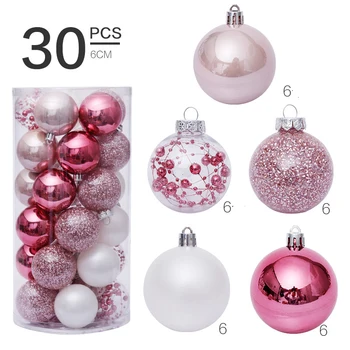 

30Pcs Colored Ball Plastic Transparent Christmas Tree Decorations New Year Decor Christmas Ornament Decoration Kit Baubles New