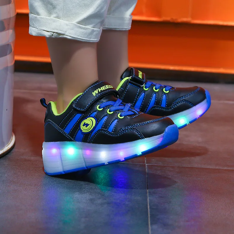 

kids LED Light Children Roller Skate Shoes With Wheels Kids Junior Boys Girls Sneakers Glowing Sneakers Luminous One/Two Wheels
