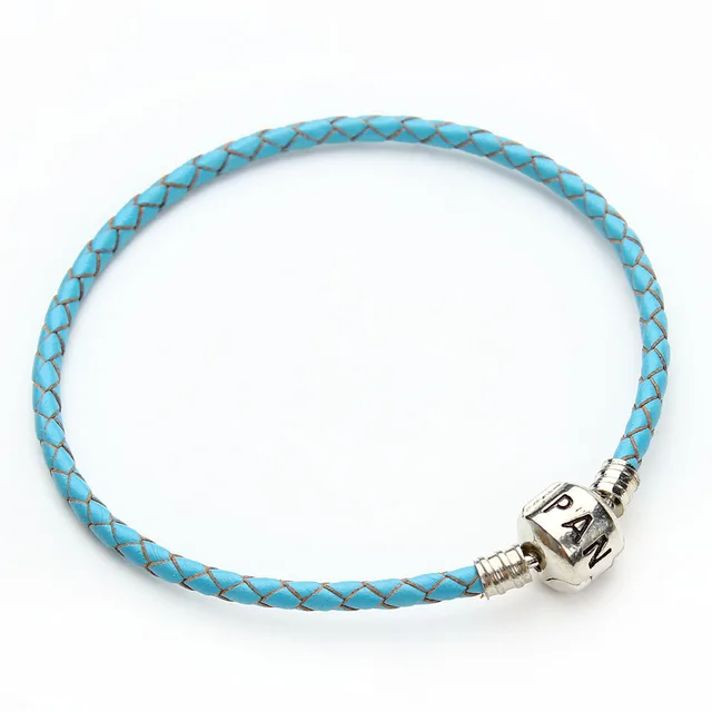 CKysee 19cm Fashion Leather Rope Charm Laser Lettering Bracelet For Women DIY Jewelry Making blue