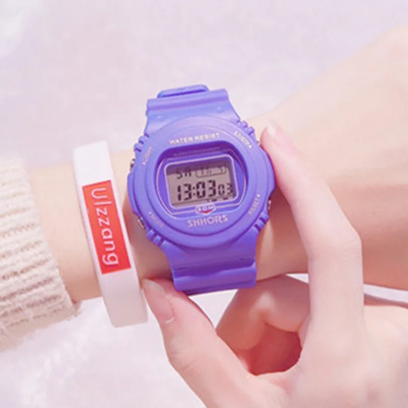 Женские цифровые часы минимализм белый розовый водонепроницаемые спортивные часы для девочек будильник секундомер функция Ulzzang Брендовые Часы