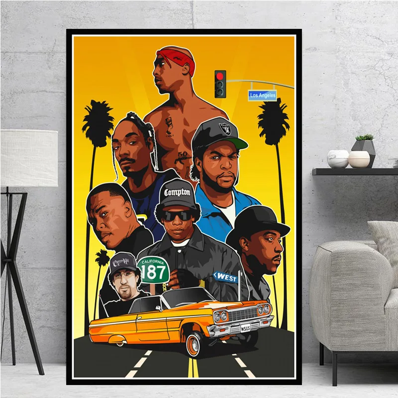 Постеры с принтами Biggie Notorious 2Pac Jay-Z n.w. A Legend Star Collage Холст Картина маслом искусство настенные картины гостиная домашний декор