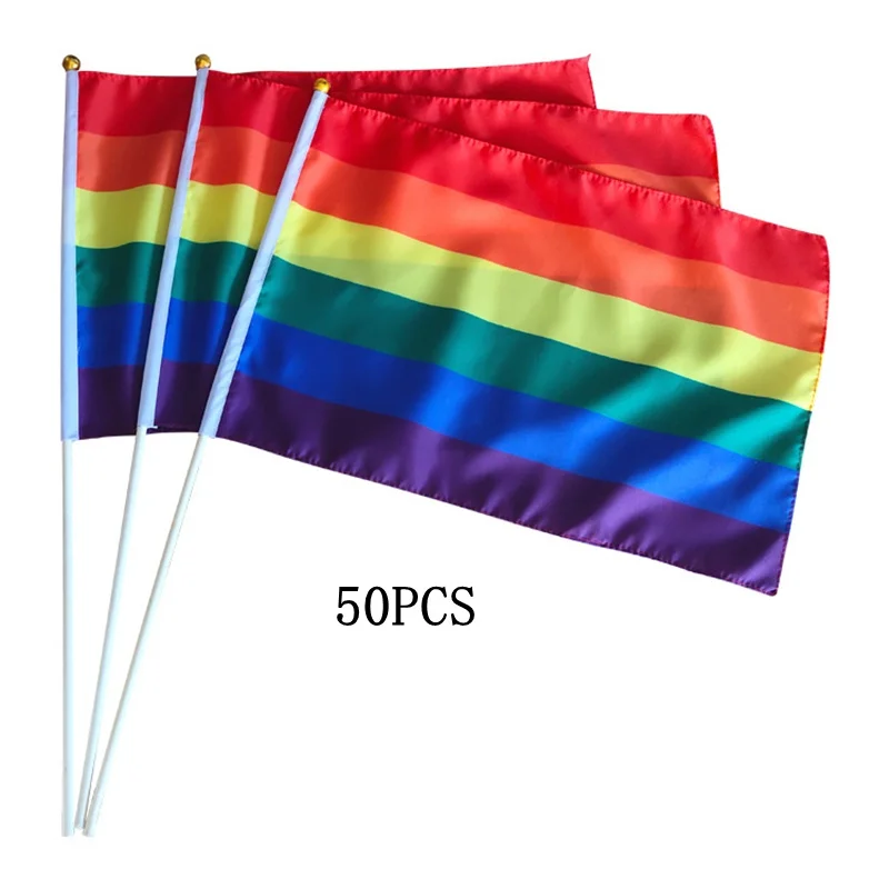 

Rainbow Flags 5.5 x 8.3 Inch Small Hand Held Flag Mini Gay Pride LGBT Flag 50pcs KYY8898