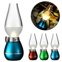 N Ретро стиль USB Перезаряжаемый светодиодный светильник с управлением выдувом 0,4 Вт регулируемый портативный ночной Светильник настольные лампы для дома кемпинга NE