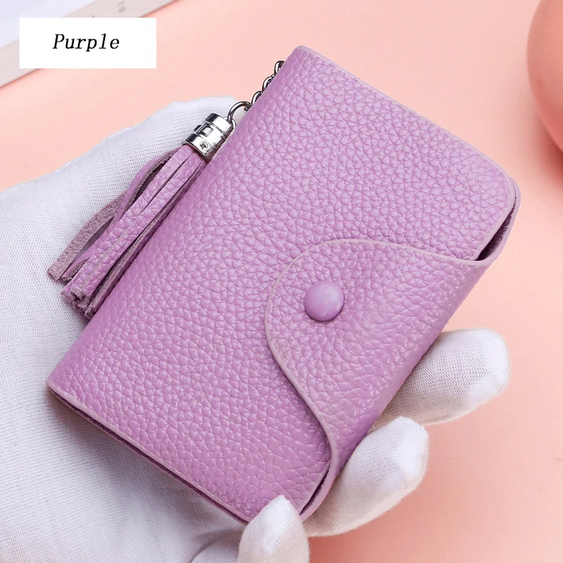 purple 2 Держатель для кредитных карт, Женский кошелек из натуральной кожи, Женский кошелек для карт, держатель для карт, Женский держатель для банковских карт, держатель для паспорта - Цвет: purple 2