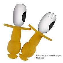 

Portable 1 Set Unique Lovely Pineapple Shape Baby Fork Stainless Steel Feeding Spoon Easy Clean for Kitchen