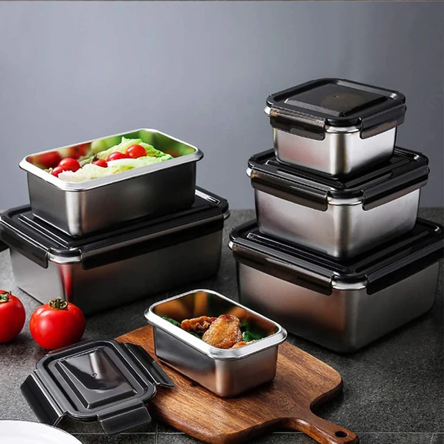 BEEMAN Stainless Steel Lunch Box with Sealed Lid Food Storage Containers Freezer Dishwasher Oven Safe for Bento Box Picnic 6