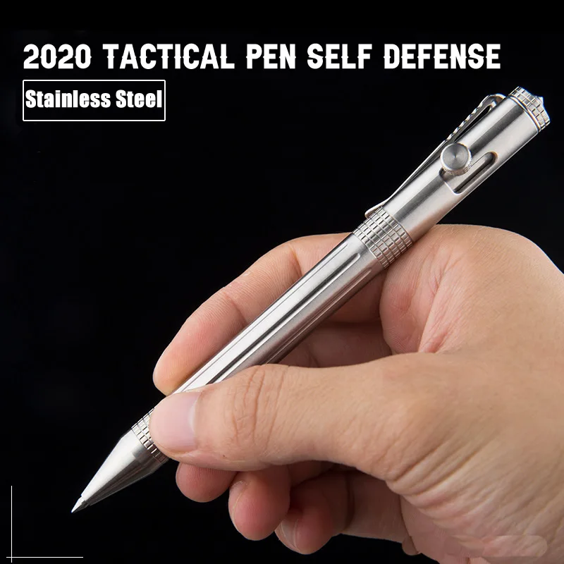 Stylo tactique d'auto-défense en acier inoxydable, interrupteur à boulon, brise-verre d'urgence, protection de survie en plein air, outil EDC, cadeau