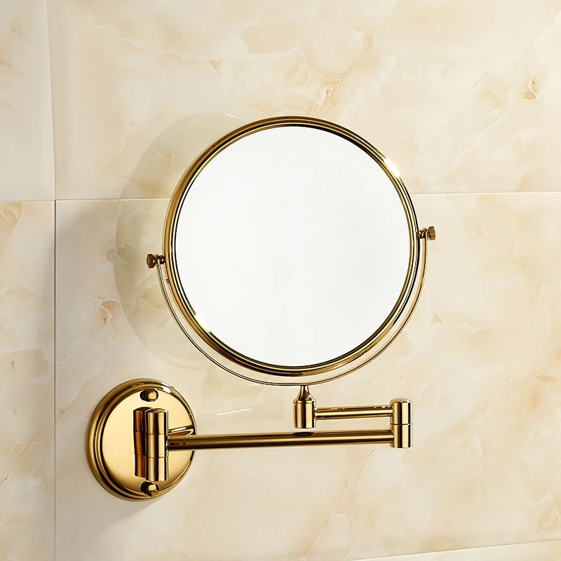 gold-bath-mirror-zoom-makeup-mirror-bathroom-accessories-wall-Magnifying-Dual-Arm-Extend-8-inch