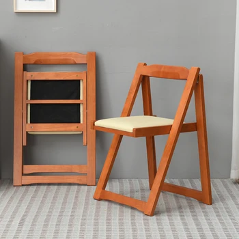 

Simple Modern Folding Solid Wood Dining Chairs for Dining Rooms Rubber Wood Design Chair with PU Soft Seat
