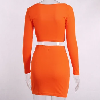 

2Pcs Women Summer Set Navel Short Dress Orange Commute Single-breasted High Waist Suit Skirt Sexy & Club