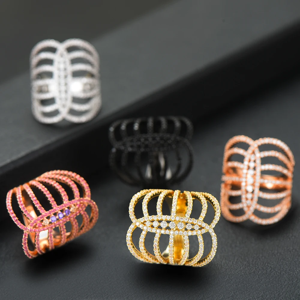 2021 Trendy Stacks Charm Statement Ring for Women Cubic Zircon Finger Rings Beads Charm Ring Bohemian Beach Jewelry