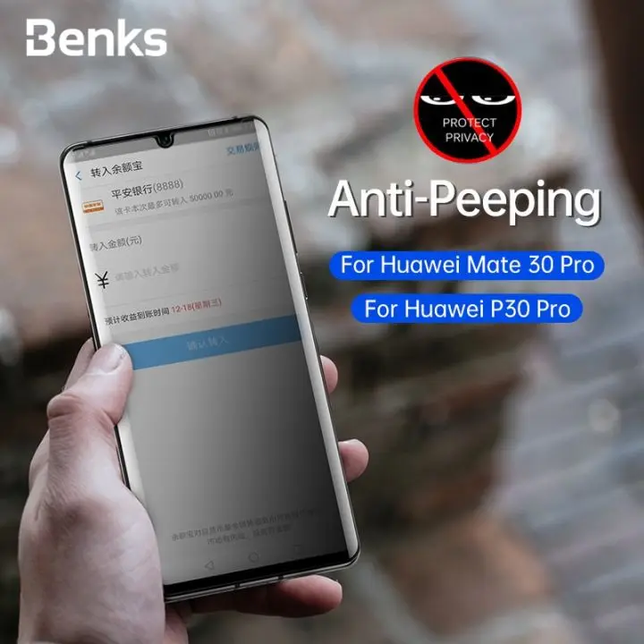Benks XPro+ Full Coverage For Huawei Mate 30 Pro / P30 Pro Curved Anti-peeping Privacy Protector Tempered Glass Side Glue Film