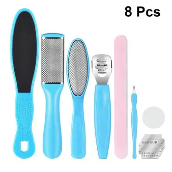 

8pcs Exfoliating Scrub Pedicure Kit Portable Foot File Removing Hard Cracked Dead Skin Cells Callus Remover Pedicure Paddle Set