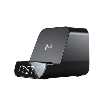 

AMS-Wireless Bluetooth Speaker Alarm Clock Charging Mobile Power Bluetooth Speaker Clock 4 - in - 1 with Mic for Cell Phones Pho