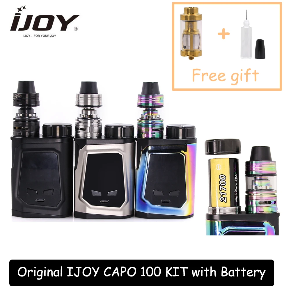 Оригинал IJOY CAPO 100 Вт комплект с 21700 батареей 3000 мАч TC Mod 0 96 дюймов экран 2 мл бак