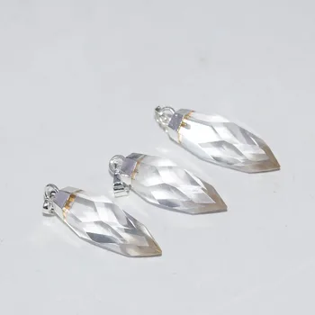 

Natural Clear Crystal Quartz Pendant for women Charms 2020 Long face Jewellery stone bullet crystal pendant for chandeliers