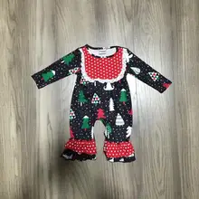 Рождественская елка в горошек для маленьких девочек детская одежда молочный шелк малышей хлопок бутик детской одежды Ползунки с оборками