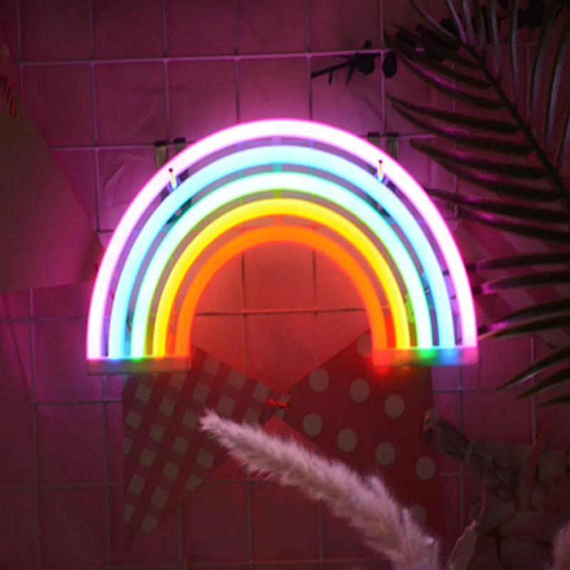 

2019 New LED Rainbow Light Lamp for Dorm Decor Rainbow Decor Neon Lamp Wall Decor Christmas Neon Bulb Tube Rainbow Neon Sign