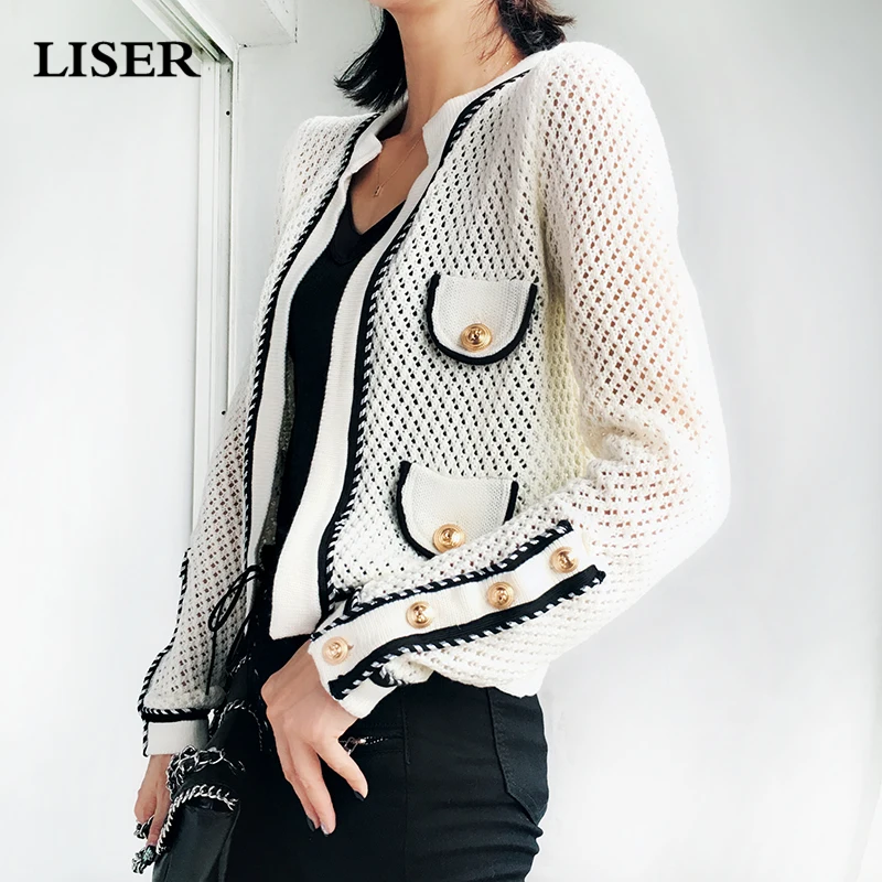 

Sweater Women Knitted Cardigan Hollow Blouse 2019 Autumn Korean Top Knit Sweater Women Outerwear