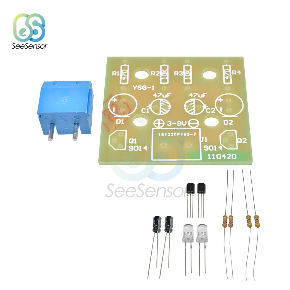5 мм светодиодный светильник с простой вспышкой модуль DIY Kit мигающий светодиодный s монтажная плата наборы электронных деталей для производства 3-14 в