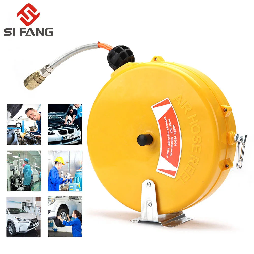 

8M Automotive Air Hose Reel Pneumatic Hose PU Tube OD 8mm ID 5mm Retractable Reel Telescopic Pneumatic Drum High Quality