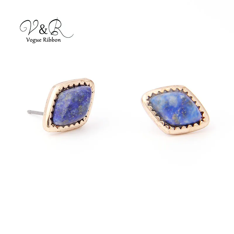 Assorted Multiple Sized Geometric Shaped Natural Stone Earring Set of 3 pairs (4)