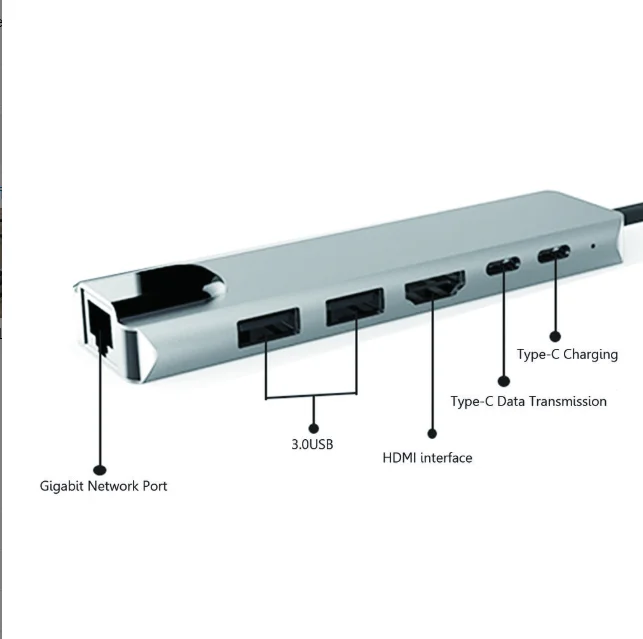 6 в 1 Usb C Hdmi многопортовый концентратор адаптер type-C адаптер Hdmi 4K Usb 3,0 линия зарядки многопортовый тип-c адаптер