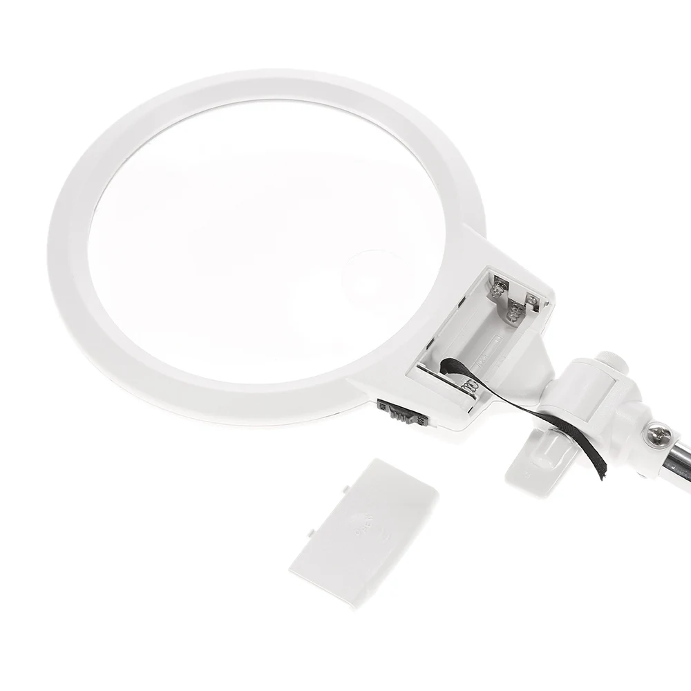 Multi-functional Foldable Magnifier 125mm 2X 26mm 6X with 2 LED Lights Measurement Scale Desk Table Magnifying Tool