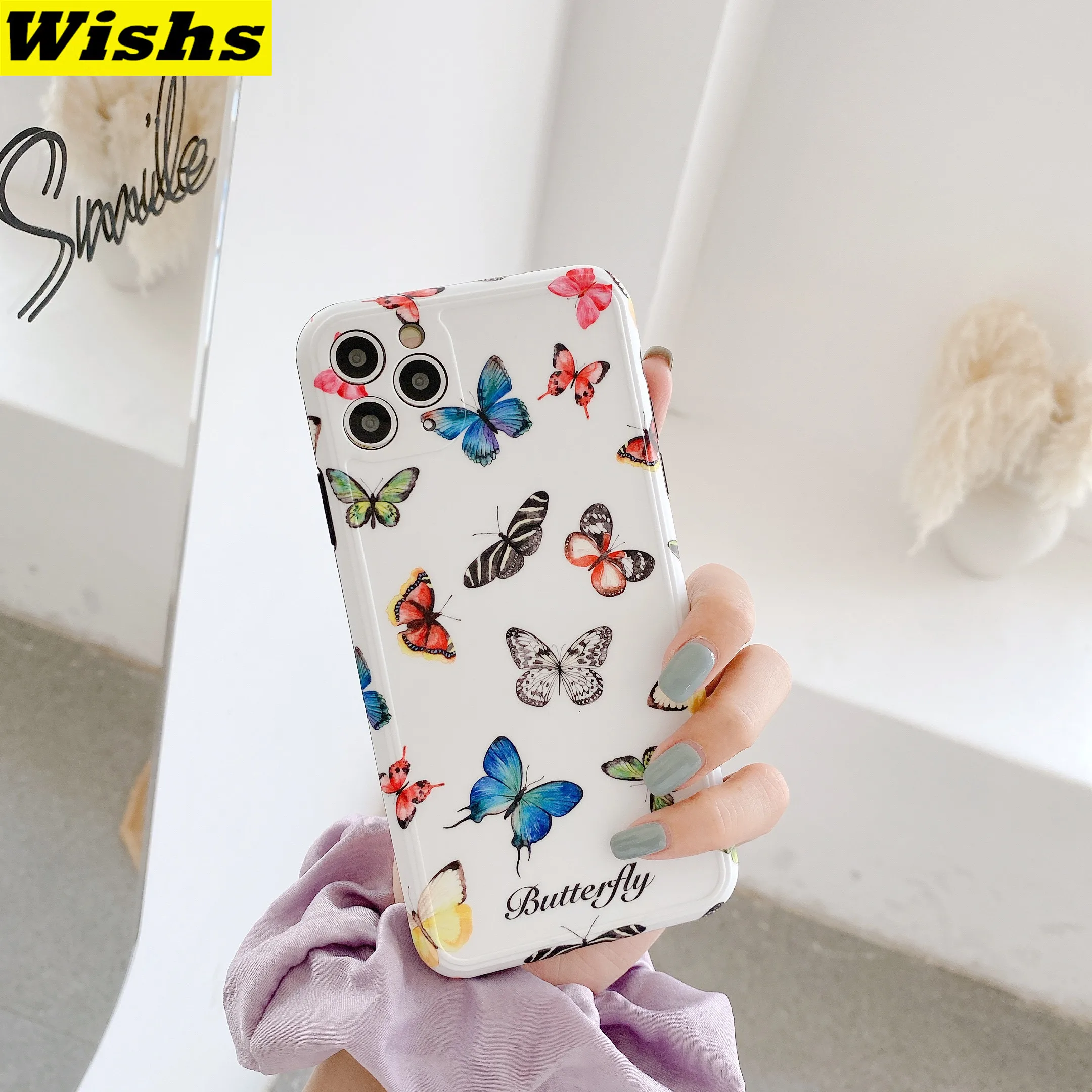 

Colorful Butterfly Patterns Phone Case for iphone 11 Pro Max Tempered glass protective film for iphone XR XS MAX X 7 8 plus Case