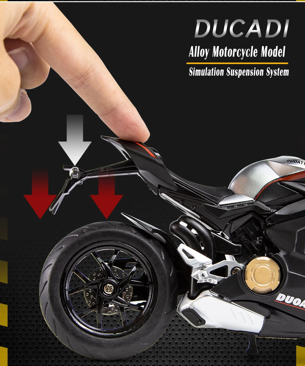 Ducati V4S Motorcycle Model Iocomotive Toy With Light Simulation Children'S Diecast Toy Car Christmas Gift Car Decoration
