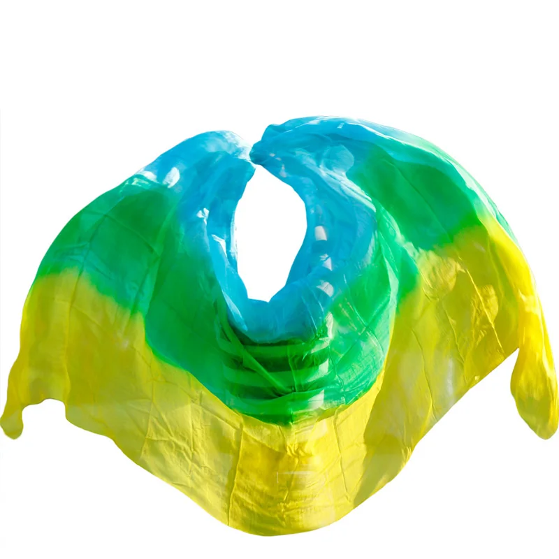 Настоящие шелковые вуали индивидуальные ручной работы окрашенный шарф шаль чистый натуральный китайский шелк вуали принадлежности для танца живота реквизит для представления - Цвет: color 18-dz