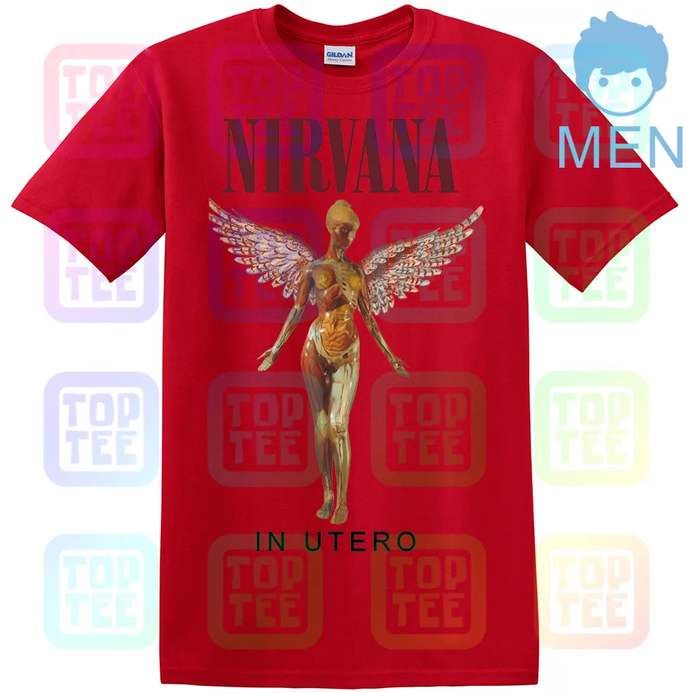Футболка Nirvana-In Utero natur из хлопка Kurt Cobain - Цвет: MEN-RED