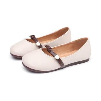 

Princess Shoes Barefoot Shoes Girls Leather Shoes Sweet Party Dress Flats Chaussure Soft Sole Single Kids School Shoes
