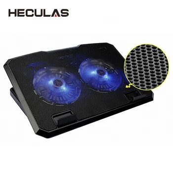 

HECULAS Notebook Cooler Laptop Cooling Fan Adjsutable Double Fans Base Led Light Cooling Pad Stand for 11-15.6 Inch