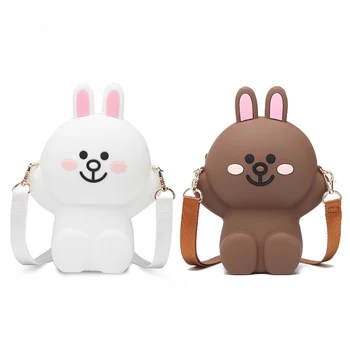 

New Design Fashion Causal Rabbit Cartoon Mini Small Handbag PVC High Quality Mobile Phone Wallet Special for Girl Outdoor Party
