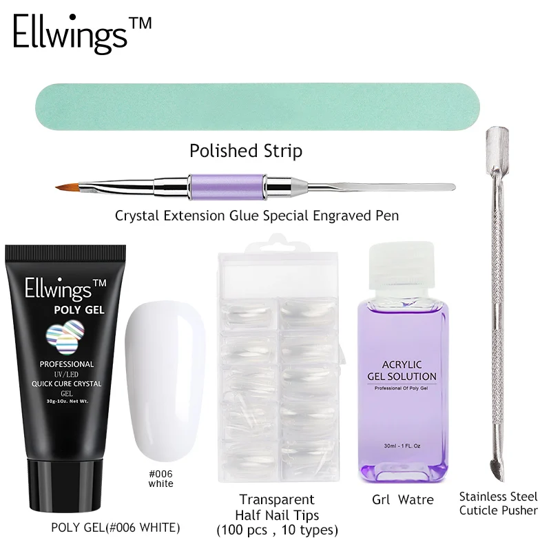 poly gel set 006 Ellwings 6 цветов полигель для наращивания ногтей гель лак набор полигель быстрое наращивание ногтей Твердый гель камуфляж УФ светодиодный лак - Цвет: poly gel set 006