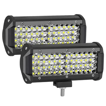 

2Pcs Led Light Bar 7 Inches Submersible Off Road Lights Fog Light Quad Row Led Pods Spot Light Driving Light 24000Lm Work Light