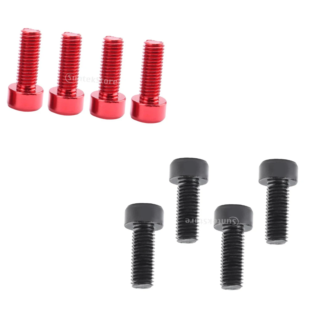 8 Pieces Red&Black Bicycle Water Bottle Cage Bolts Threaded Screws for Bike Bottle Holder Bracket Rack