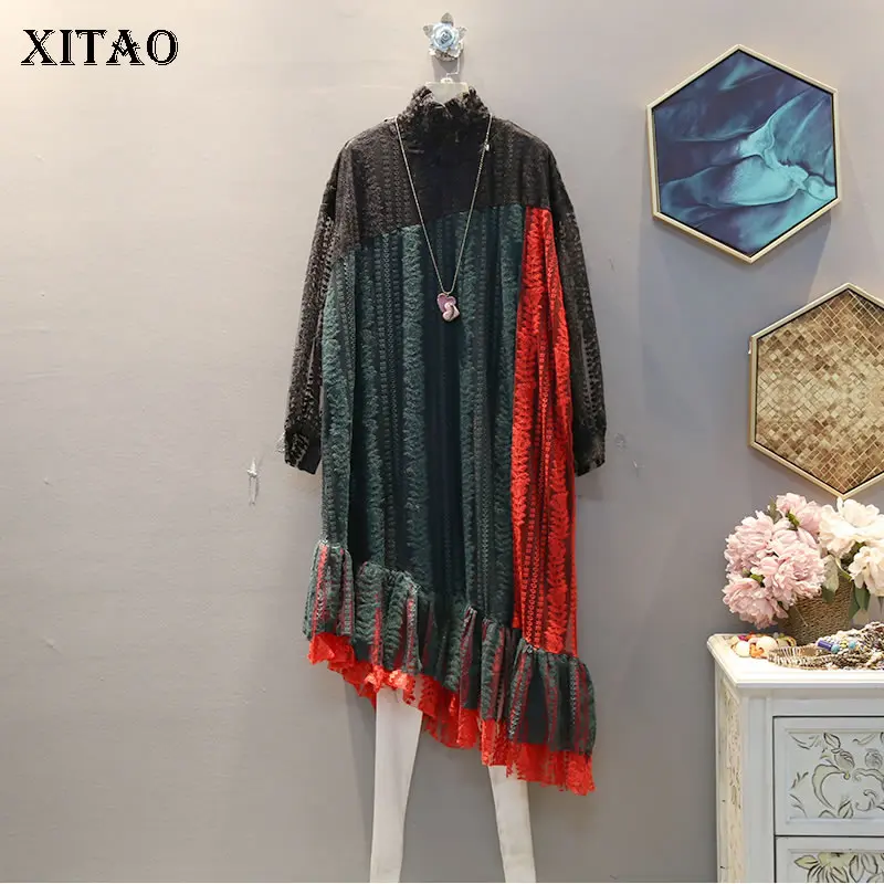 XITAO 2020 Ранняя весна новое платье для женщин сшитое кружевное с асимметричным