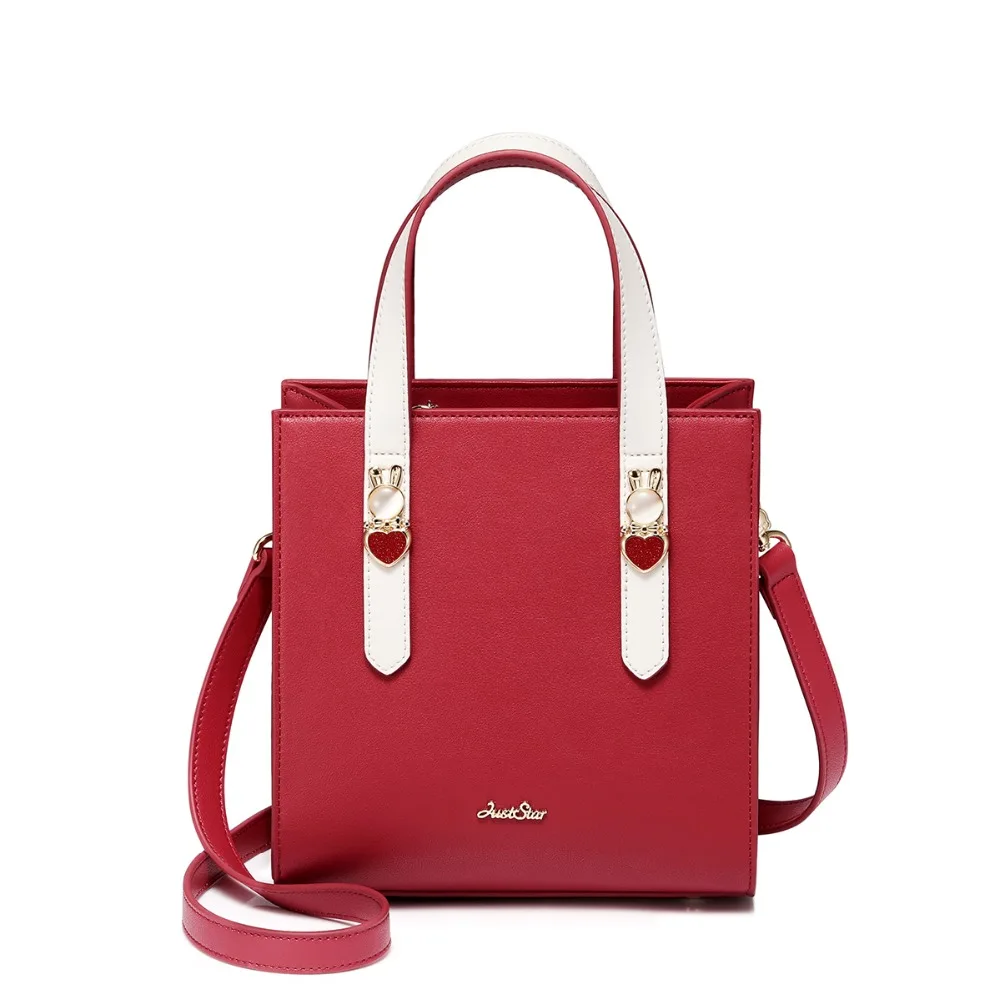 JUST STAR женские Сумки из искусственной кожи Дамская мода кролик плечо Tote кошелек женский элегантный красный панелями сумка