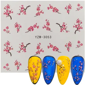 

2020 New Arrivals Water Transfers Nail Art Decal Elegant Plum Flower Watermark Stickers Slider Nails Temporary Tattoo Decor