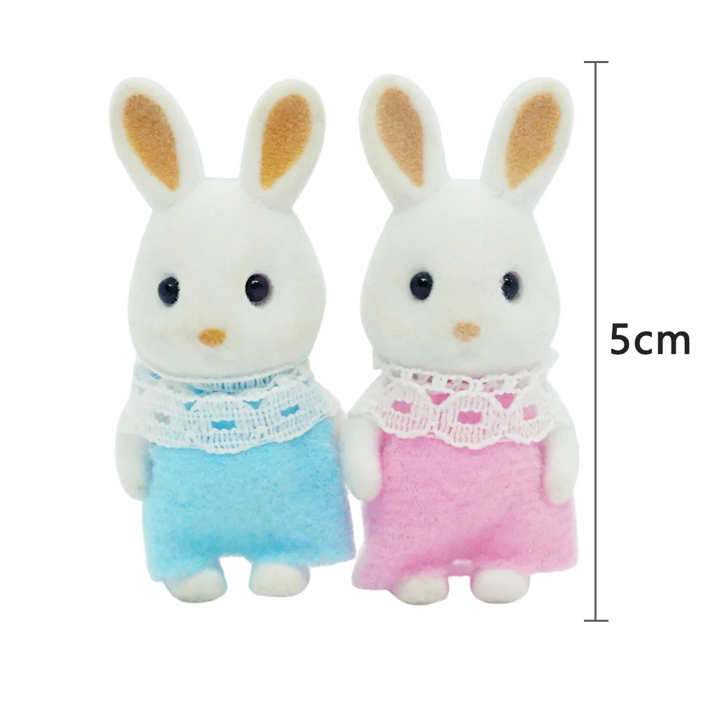 2PCS 1/12 Forest Animal Family  Baby Dolls 4.5CM Rabbit Bear Panda Action Figure Dollhouse Accessories Play House Toys For Girl 6