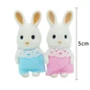 2PCS 1/12 Forest Animal Family  Baby Dolls 4.5CM Rabbit Bear Panda Action Figure Dollhouse Accessories Play House Toys For Girl 6