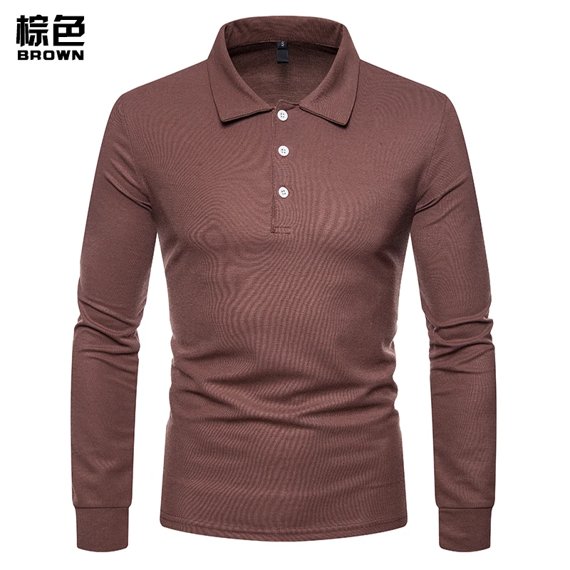 Summer Thin Men's Solid Color Long Sleeve Large lapel POLO