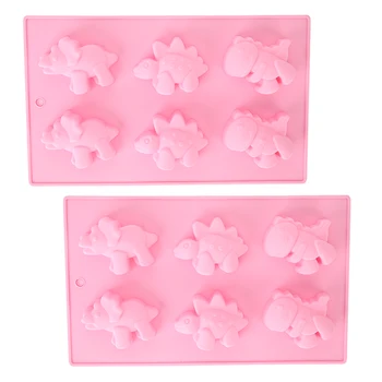 

2Pcs 6-Grid Cute Dinosaur Shape Silicone Cake Mold DIY Baking Tool Accessories for Home Kitchen Use