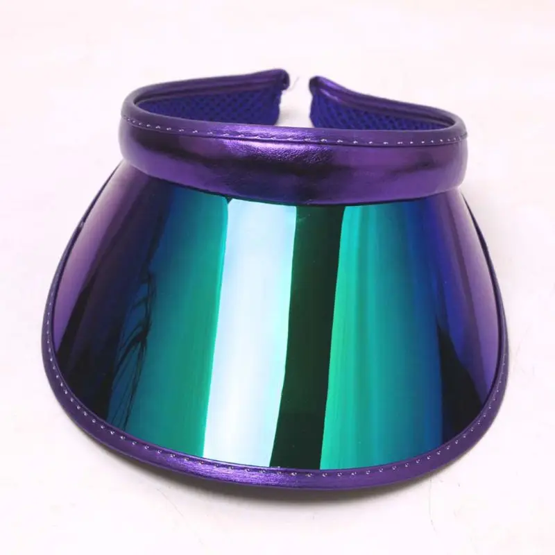Женская Мужская голограмма радуга с широкими полями Солнцезащитный козырьки шляпы Топлесс солнцезащитные очки УФ-защита пластиковая панель спортивная одежда клип-на лето Кепка